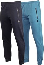 2- Pack Donnay Joggingbroek met elastiek - Sportbroek - Heren - Maat 3XL - Navy/Vintage blue