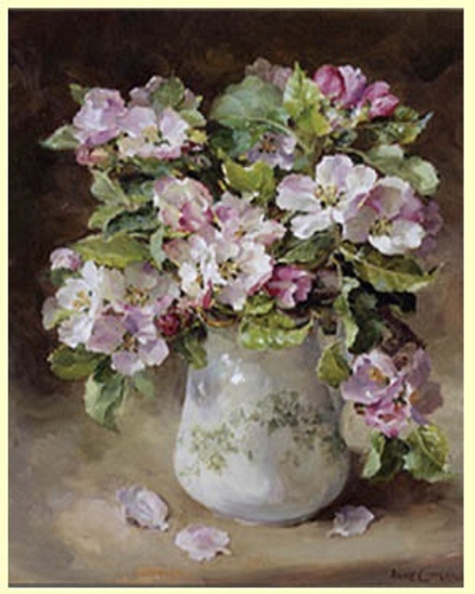 Dubbele kaart met env. Appelbloesem 20x15cm