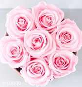 Flowerbox Longlife rozen | Doos natural | Roses Pink | 7 rozen | cadeau vrouw | cudoo.nl | cudoo flowers