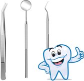UNIQ Dentist Set 3 pièces - Outils de dentiste - Crochet de dentiste - Miroir buccal - Plaque dentaire - Soins des dents