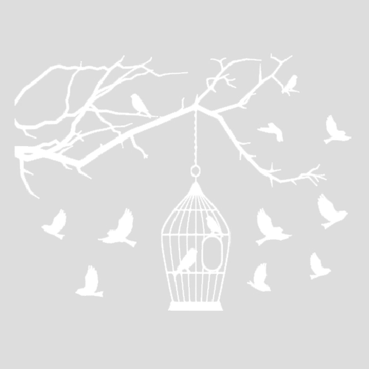 Muursticker Vogels met kooi