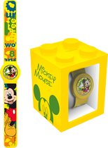 Disney Mickey Mouse 3 in 1 - Horloge Analoog - Spaarpot - Fotokader - Jongen - Geel -Uurwerk