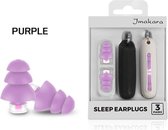 3 paar earplugs Jmakara, 37 decibel reductie, met etui - oordoppen, paars, zacht, filter, 2 etui's