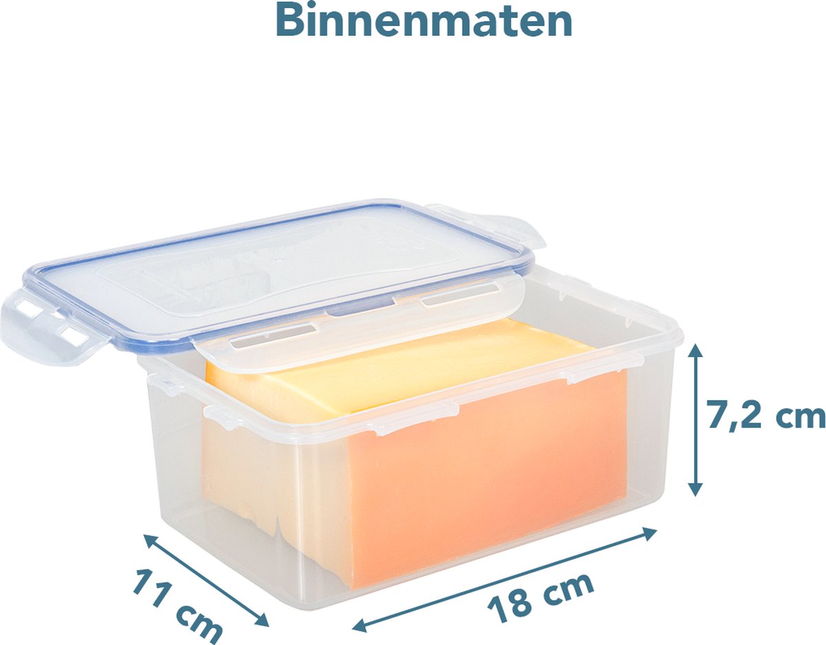 Lock&Lock Kaasdoos - Bewaardoos Kaas - Vershoudbakjes set met deksel - Diepvriesbakjes - Bewaarbakjes - Diepvriesdozen - Vershouddoos - Set van 3 stuks - 1,4 liter - Luchtdicht - Met vochtrooster - Transparant - LocknLock — cadeau in Cadeau-ideeën - foto 5