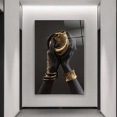 Wallyard - Glasschilderij hand met goud - Wall art - Schilderij - 60x90 cm - Premium glass - Incl. muur bevestiging