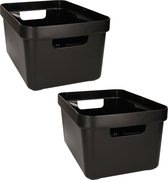 8x stuks opbergboxen/opbergdozen/opbergmanden zwart kunststof - 13 liter - opbergen manden/dozen/bakken - opbergers
