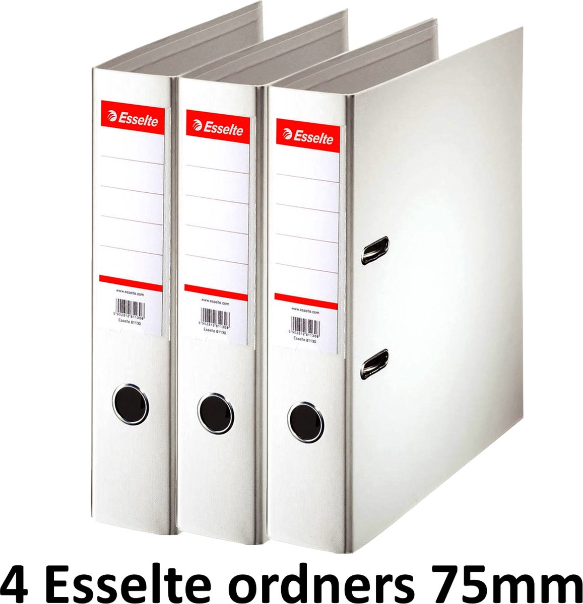 4 x Ordner Esselte Basic - kunststof - rug 75mm – wit