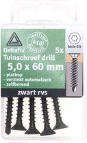 Deltafix Tuinschroef Drill RVS Torx Zwart 5 x 60 mm - 5 stuks