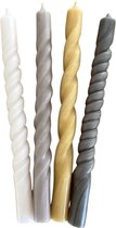 Twisted candles - Handmade - Gedraaide kaarsen - Set van 4