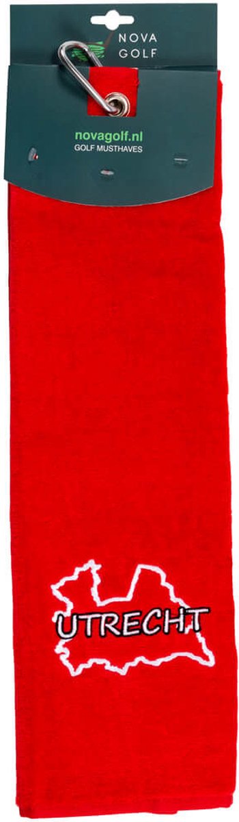Nova Golf 'Utrecht' Golfhanddoek - Rood Wit