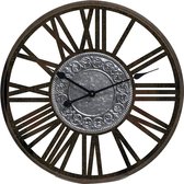 Black Wooden Wall Clock Metal Insigne Dia60*4.5cm
