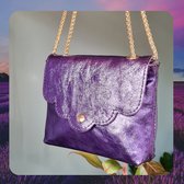 Lederen schoudertasje - Metallic paars - Giuliano - purple - crossbody bag