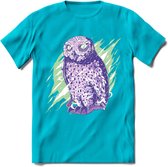 Dieren T-Shirt | Uil shirt Heren / Dames | Wildlife owl cadeau - Blauw - XXL