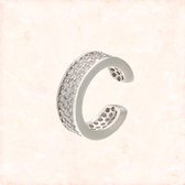 Jobo By JET -  Silver earcuff - Zilveren ear cuff - witte diamantjes