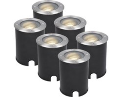 HOFTRONIC Lilly - Set van 6 Kantelbare Grondspot Rond Ø120 - Overrijdbaar - IP67 waterdicht - 1-lichts - RVS - GU10 5 Watt 400 lumen - 4000K Neutraal wit - Opritverlichting - Terrasverlichting - inbouwspots buiten - Grondverlichting - 3 jaar garantie