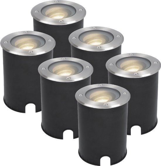 HOFTRONIC™ 6x Lilly dimbare LED Grondspot - Kantelbaar - Overrijdbaar - Rond - RVS - 4000K - 5 Watt - IP67 waterdicht - 3 jaar garantie Grondspot buiten 230V