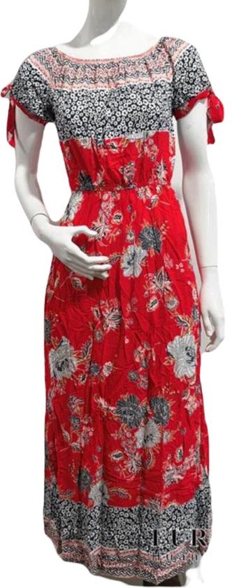 Robe longue femme - Imprimé fleuri - Rouge - Taille XL/2XL (44)