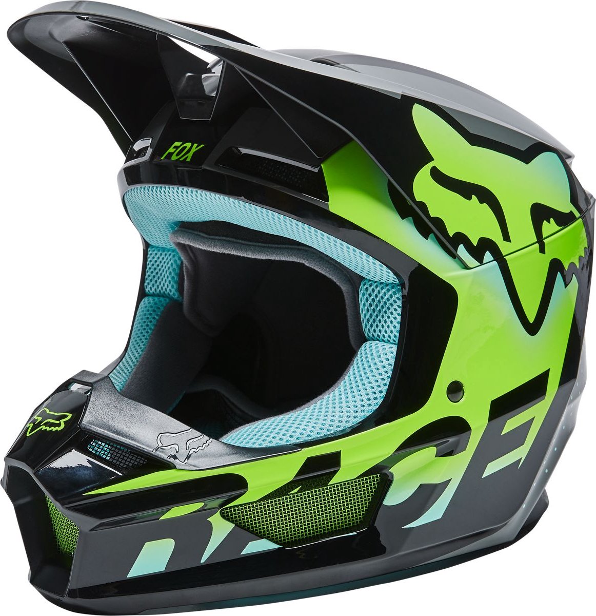 Fox Racing V1 Trice - Motocross Enduro BMX Downhill Helm - Teal - LARGE (59-60cm)