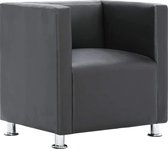 Furnibella – Fauteuil Kubus Kunstleer Grijs Fauteuils Armstoel Zitstoel Stoel Zetel