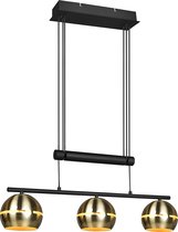 LED Hanglamp - Hangverlichting - Iona Flatina - E14 Fitting - 3-lichts - Rechthoek - Mat Zwart/Goud - Aluminium