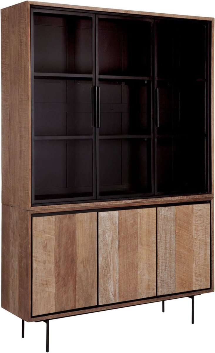 24Designs Metropole Vitrinekast Medium – B140 X D40 X H210 Cm - Teakhout