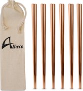 Alheco 6 paar moderne chopsticks - Eetstokjes - Metaal / RVS - Rosé goud