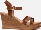 Tamaris Sandalen met sleehak cognac - Maat 37