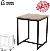 Urban Living Bijzettafel - Koffietafel - Side table - Vierkant - Industrieel design - Houten blad - Metalen frame - 40 x 40 x 50 cm