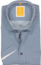 Redmond modern fit overhemd - korte mouw - poplin dessin - blauw met wit - Strijkvriendelijk - Boordmaat: 43/44