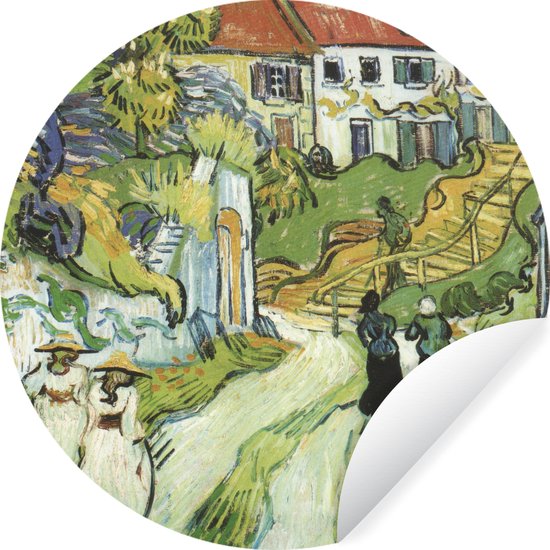 WallCircle - Muurstickers - Behangcirkel - De dood van Vincent van Gogh - Schilderij van Vincent van Gogh - 80x80 cm - Muurcirkel - Zelfklevend - Ronde Behangsticker