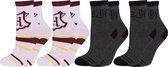 4x Grijze en zwarte hoge jongenssokken - Harry Potter / 23-26