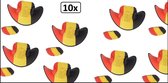 10x België supportershoed opvouwbaar 38 x 10 cm rood/geel/zwart - Landen Belgie EK WK sport