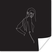 Affiche Line au trait - Zwart - Wit - Femme - 30x30 cm