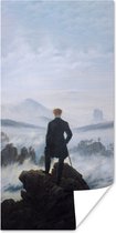 Poster De zwerver boven de zee van mist - Caspar David Friedrich - Kunstwerk - 40x80 cm