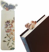 Boekenlegger Vlinder & Bloem – Bladwijzer - Bookmark – Kaartje – Classic Bruin - Kleine Cadeautjes