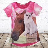 Shirt met paard en poes roze -s&C-86/92-t-shirts meisjes