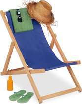Relaxdays strandstoel hout - 3 standen - inklapbare ligstoel- verstelbare tuinstoel