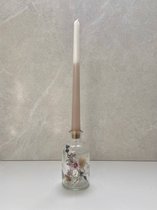 Droogbloemen in glas met kaars - Handgemaakte kaarsen - Flower bottle - Ombre kaars