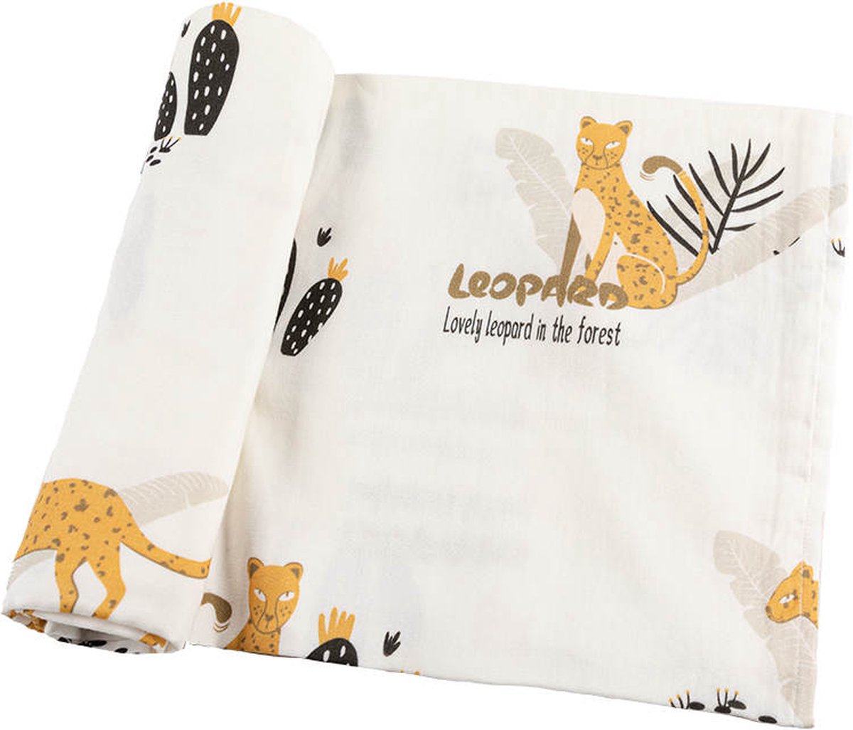 Goedkoopste Louka swaddle leopard - hydrofiel doek XL - 120x120 cm - 70 bamboe en 30 organic katoen