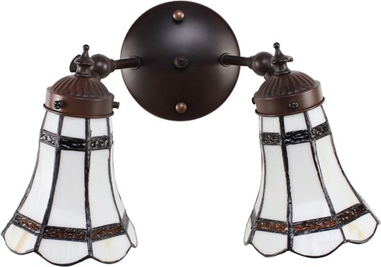 Lumilamp Wandlamp Tiffany 30x23x23 cm Wit Bruin Glas