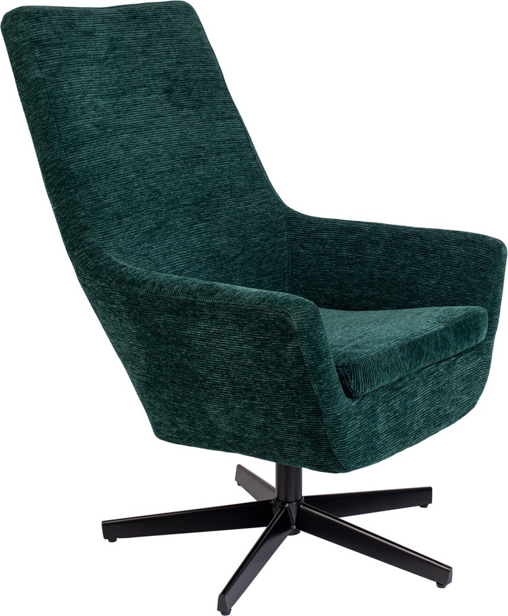 24designs Lyon Fauteuil – Ribstof – Groen – Zwart Onderstel