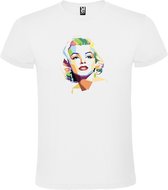 Wit t-shirt met prachtige kleurrijke Marilyn Monroe als print Size M