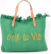 Canvas Strandtas C’est la Vie - Groen