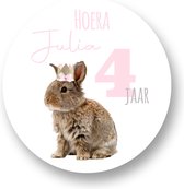 Traktatie stickers met naam en leeftijd * Konijntje