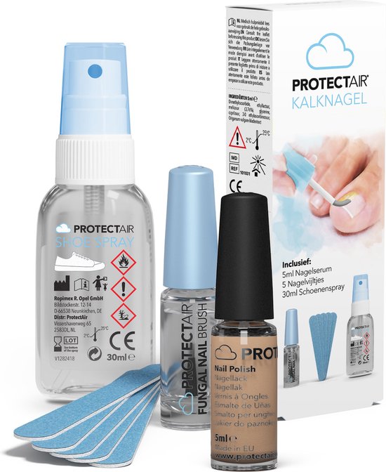 ProtectAir Compleet kalknagel behandel pakket: Tinctuur met kwastje + schoenspray + ademende Nagellak | Schimmelnagel Behandeling