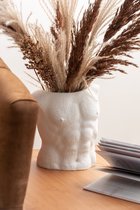 Lucy’s Living Luxe Bloempot MAN'S BODY Wit - ø 12 x 20 x 21 cm – hotel chique - binnen ––– accessoires – tuin – decoratie – bloemen – mat – glans – industrieel - droogbloemen