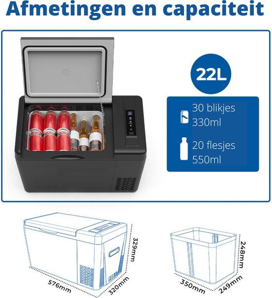 briebe Portable Electric Travel Cooler Box for Car, Camping, 12 V/220 V