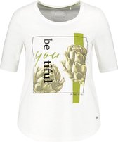 SAMOON Dames Shirt met korte mouwen en print op het voorpand, van GOTS gecertificeerd biologisch katoen