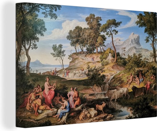 Canvas Schilderij Apollo onder de herders - schilderij van Joseph Anton Koch - 120x80 cm - Wanddecoratie