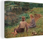 Tableau sur toile Enfants dans un paysage - Peinture d'Emile Claus - 80x60 cm - Décoration murale
